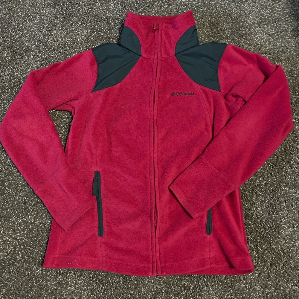 Columbia Women's Dark Pink and Gray Fleece Size Medium